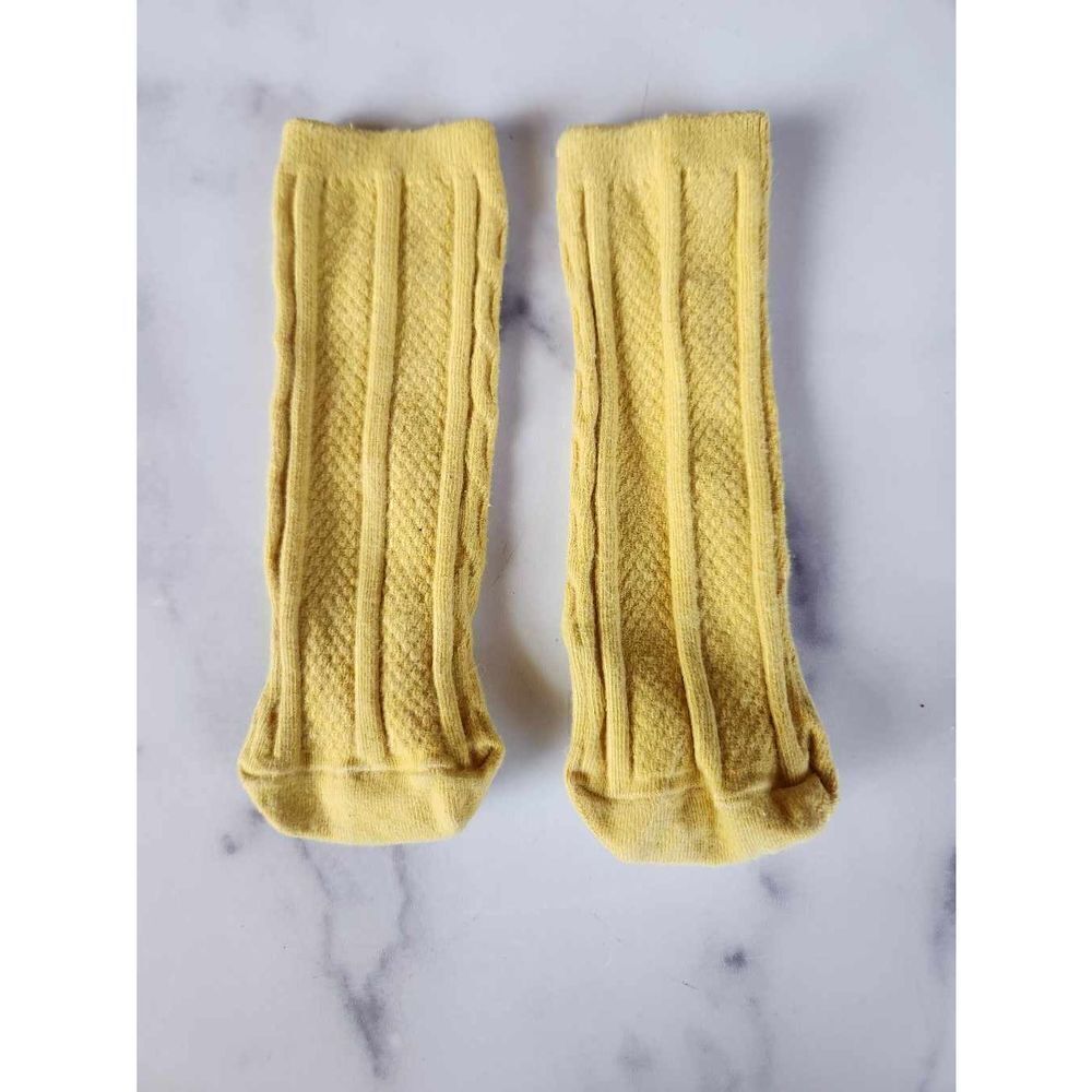 Baby socks 6-12 month mustard yellow knit ribbed calf length